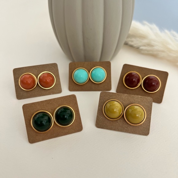 Boho Chic Colorful Stud Earring Set of Five - Artsy Colorful Stud Earrings - Picture 15 of 16